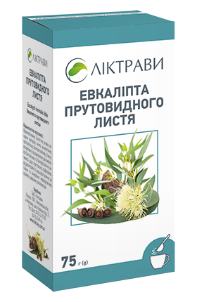 Евкаліпта прутовидного листя по 75 г у пачках з внутрішнім пакетом